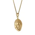 Polished gold stainless steel Buddha head pendant necklace with intricate carvings - Pendant Only (Without Chain) / Gold