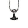 Nordic Mjolnir hammer pendant necklace in stainless steel with vintage celtic knotwork - Pendant Only (No Chain) / Steel