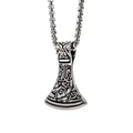 Vintage Viking axe pendant necklace in stainless steel with Nordic knot patterns - Steel Color Without Chain