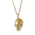 Dettaglio del ciondolo a teschio dorato 3D con catena a corda intrecciata stile punk - Necklace Set / Oro Con Catena