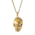 Collana con ciondolo teschio in acciaio inossidabile dorato lucido e catena a corda - solo ciondolo / Colore Oro Solo Pendente (Senza Catena)