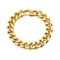 Classic men's gold plated cuban link chain bracelet with polished lobster clasp finish - Wide Version / Gold