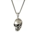Polierter Totenkopf-Anhänger aus Edelstahl für Herren mit robuster Weizenkette - Nur Anhänger / Stahlfarbe Ohne Kette