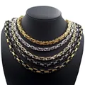 Colliers à maille byzantine en or, argent et noir présentés sur un support de buste - Or 8 Mm 55 Cm