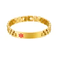Dettaglio macro del bracciale medico in acciaio inossidabile dorato con Stella della Vita - Simbolo medico / Width 1.0 Length 21 / Oro