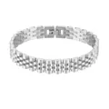 Bracciale Jubilee a cinque maglie in acciaio inossidabile argento con chiusura a scatto - 1,5 cm di larghezza / Colore acciaio