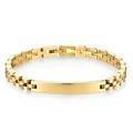 Bracelet à maillons dorés en acier inoxydable avec plaque rectangulaire lisse personnalisable - 20cm / Style 3 (Version ID) / Or