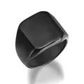 Anello a sigillo nero da uomo in acciaio inossidabile con parte superiore quadrata e interno spazzolato - US 10 / Nero Quadrato