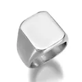 Anello a sigillo in acciaio inossidabile dorato lucido con superficie piatta liscia - US 8 / Colore acciaio