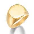 Polished square signet ring for men made of gold-tone stainless steel in minimalist style - Size 8 / Gold