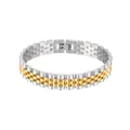 Bracciale bicolore in acciaio inossidabile argento e oro con chiusura a scatto - 1,5 cm di larghezza / Oro e Argento