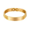 Bracciale da uomo 15mm stile orologio in acciaio inossidabile lucido finitura dorata - Oro con Targhetta Curva