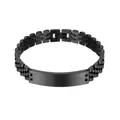 Bracciale da uomo in acciaio inossidabile nero opaco con placca metallica regolabile - Nero con Targhetta Curva