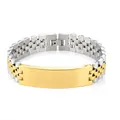Bracciale Jubilee bicolore in acciaio inossidabile argento e oro con piastra curva incisibile - Oro e Argento Con Piastra Curva