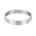 Bracciale regolabile da uomo in acciaio inossidabile argento con piastra di identità - Argento Con Piastra Curva