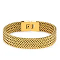 Bracciale da uomo in acciaio inossidabile dorato con doppia catena Franco e chiusura - Oro (Doppio Strato)