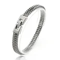 Dettaglio del bracciale a doppia catena in acciaio inossidabile con chiusura pieghevole - Regular Fit / Color Acciaio
