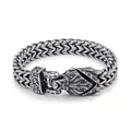 Bracciale Viking con testa di lupo in acciaio inossidabile da uomo con catena vintage - 19cm / Stile Testa di Lupo