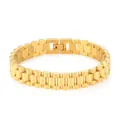 Bracciale stile cinturino in acciaio inossidabile dorato lucido con chiusura a scomparsa - Larghezza 15MM Lunghezza 19CM / Oro