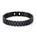 Elegante bracciale stile cinturino in acciaio inossidabile nero opaco 12mm - Larghezza 15MM Lunghezza 19CM / Nero