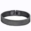 Bracciale da uomo a doppia fila in acciaio inossidabile canna di fucile con chiusura sicura - Nero (Doppio Strato)