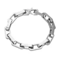 Roestvrijstalen herenarmband met geometrische rechthoekige schakels en mechanische sluiting - 55cm Lengte / Staalkleur