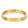 Bracciale ID da uomo in acciaio inossidabile dorato con maglia stile cinturino orologio - Piastra Curva / Width 1.5 Length 21 / Oro