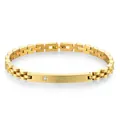 Bracciale 6mm oro in acciaio inossidabile stile orologio con singola pietra di zircone - 18.5cm / Stile 2 (Senza Magnete) / Oro