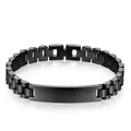 Bracciale a maglie in acciaio inossidabile nero opaco con piastra rettangolare - Piastra Curva / Width 1.5 Length 21 / Nero