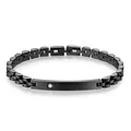 Gros plan du bracelet montre en acier inoxydable noir 6mm avec incrustation de zircon - 18.5cm / Style 2 (Sans Aimant) / Noir
