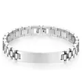 Bracciale a maglie in acciaio inossidabile argento con piastra metallica incisa - Piastra Curva / Width 1.5 Length 21 / Colore acciaio