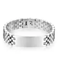 Bracciale jubilee in acciaio inossidabile argento con piastra rettangolare personalizzabile - Colore Acciaio (Grande)