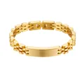 Bracciale a maglia tipo orologio in acciaio dorato da 10mm con piastra personalizzabile - 21cm / Oro