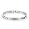 Bracciale da donna in acciaio inossidabile da 6mm stile cinturino con zircone incastonato - 18.5cm / Stile 2 (Senza Magnete) / Colore acciaio