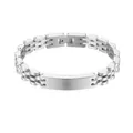 Dettaglio di un bracciale in acciaio inossidabile da 10 mm con piastra metallica incisibile - 21cm / Colore acciaio