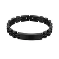 Dettaglio di bracciale a maglie in acciaio inossidabile nero opaco da 10mm con piastra incisa - 21cm / Nero