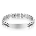 Bracciale stile cinturino in acciaio inossidabile argento con piastra ID lucida incisibile - Acciaio (Medio)