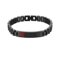 Pulsera de alerta médica de acero negro mate con símbolo rojo de la Estrella de Vida - Símbolo médico / Ancho 10 * 21 Cm / Negro