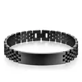 Bracciale da uomo in acciaio inossidabile nero opaco con maglia stile a cinque grani - Nero (Medio)