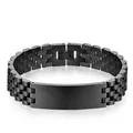 Bracciale ID classico in acciaio inossidabile nero opaco con piastra metallica incisa - Nero (Grande)