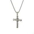 Pendentif croix en acier inoxydable poli avec incrustation de zircones brillants - Pendentif Seul (Sans Chaîne) / Argent