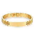 Bracelet en acier inoxydable doré à cinq maillons avec plaque incurvée personnalisable - Or (Moyen)