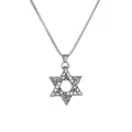 Solid double-sided hexagram star necklace in stainless steel with vintage textures - No Chain