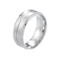 Anello da uomo minimalista in acciaio inossidabile spazzolato opaco con scanalatura - US 6 / Colore acciaio