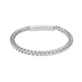 Dettaglio macro del bracciale a maglia spiga argento con chiusura cilindrica zigrinata - Chiusura Antiscivolo Zigrinata / Colore acciaio