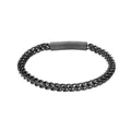 Detailed close-up of a black wheat chain bracelet with a textured magnetic clasp - Knurled Anti-slip Clasp / Black