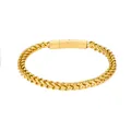 Elegant gold Spiga wheat chain bracelet in stainless steel for men and women - Knurled Anti-slip Clasp / Gold