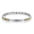 Détail du bracelet montre en acier inoxydable bicolore de 6 mm avec plaque vierge - Bicolore Or (Mince)