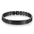 Bracelet pour homme en acier inoxydable noir mat avec plaque métallique gravable - Noir (Standard)