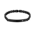 Bracciale nero in acciaio inossidabile stile president con piastra ID curva e zircone - 18.5cm / Stile 1 (Con Magnete) / Nero